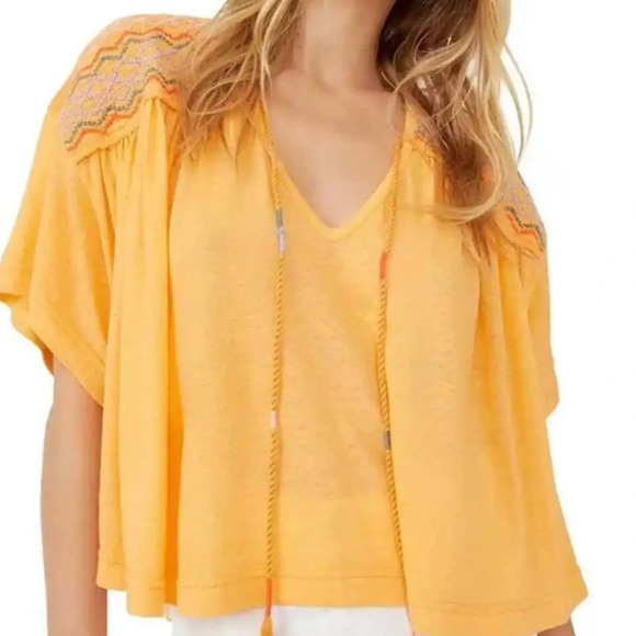 Free People Market Embroidered V-neck Top - Picture 5 of 7